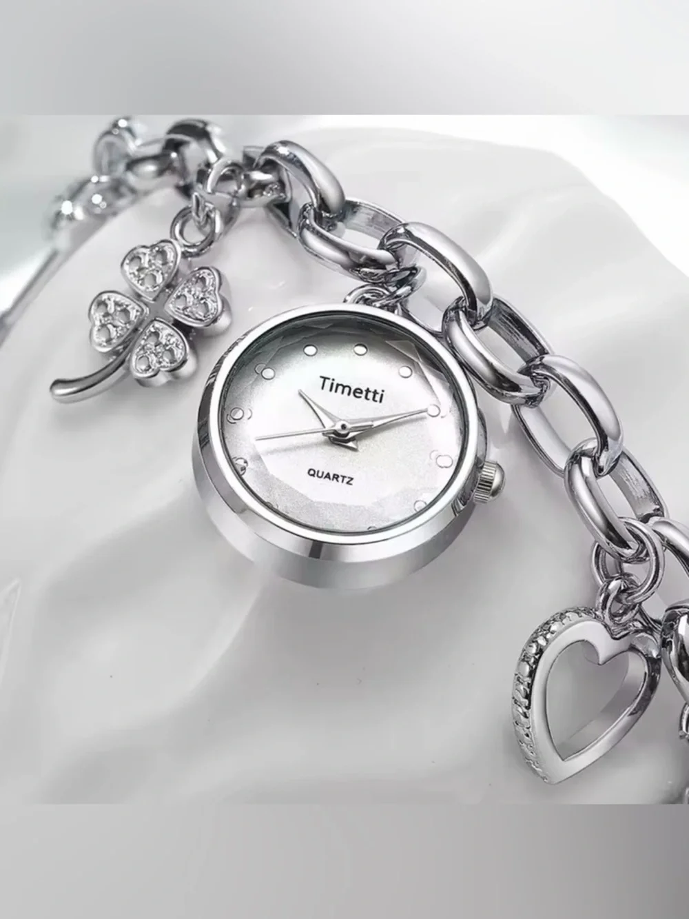 Silver Charm Bracelet Watch for Women